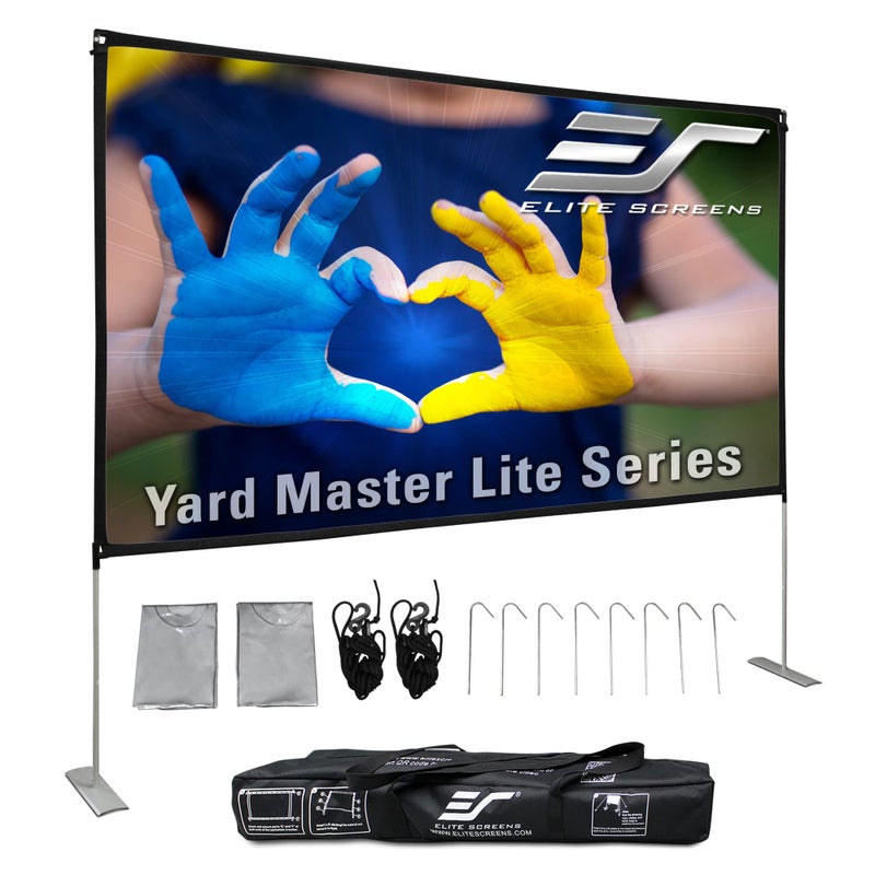 Elite Screens شاشة بروجكتور خارجية قابلة للطي من إلت سكرينز يارد ماستر لايت، 125 بوصة، 16:9، مزدوجة الجوانب، خالية من التجاعيد، شاشة عرض أفلام داخلية محمولة، | شركة أمريكية ضمان لمدة عامين، OMS125HLITE - Image 1